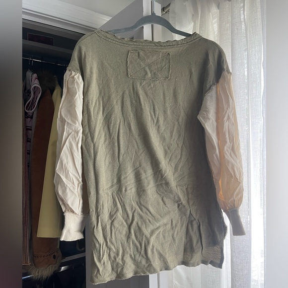 Free People “We the Free” - Khaki & cream long sleeve with a patchwork look - Picture 3 of 3